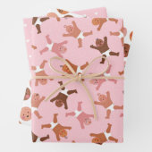 Roze babymeisje met papiervulling Platte set vel,  Inpakpapier Vel (In situ)