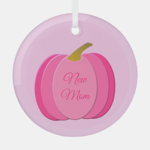 roze babymeisje pomkin - Aangepaste nieuwe mam Glas Ornament