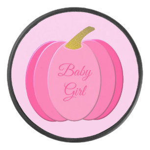 roze babymeisje - pompoen op maat hockey puck