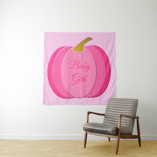  roze babymeisje - pompoen op maat wandkleed (In situ)