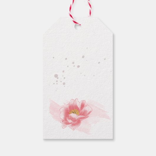 Roze babymeisje romper flesbloemen baby shower cadeaulabel (Achterkant)