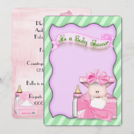 Roze babymeisje shower kaart