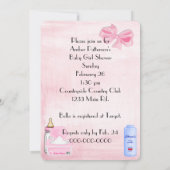 Roze babymeisje shower kaart (Achterkant)