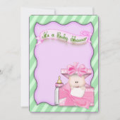 Roze babymeisje shower kaart (Voorkant)