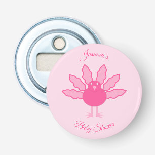  roze babymeisje Thanksgiving Turkije Aangepast Button Flesopener