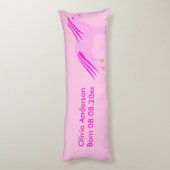  roze babymeisje Unicorn - Aangepaste geboorte Lichaamskussen (Achterkant (Verticaal))