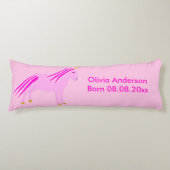  roze babymeisje Unicorn - Aangepaste geboorte Lichaamskussen (Voorkant)
