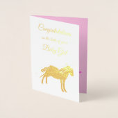  roze babymeisje Unicorn gefeliciteerd Folie Kaarten (Voorkant)