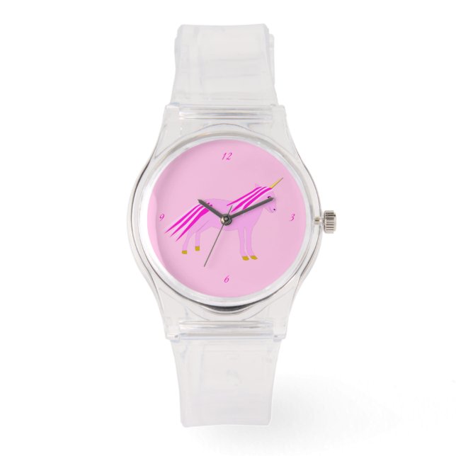  roze babymeisje Unicorn Horloge (Voorkant)