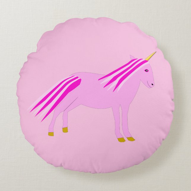  roze babymeisje Unicorn Rond Kussen (Voorkant)