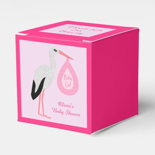  Roze babymeisje Winkel Aangepast Baby shower Bedankdoosjes (Voorkant Zijde)