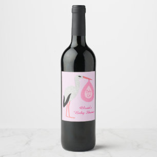 Roze babymeisje Winkel Aangepast Baby shower Wijn Etiket