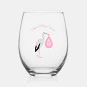  Roze babymeisje Winkel Aangepast Baby shower Wijnglas Zonder Voet (Voorkant)