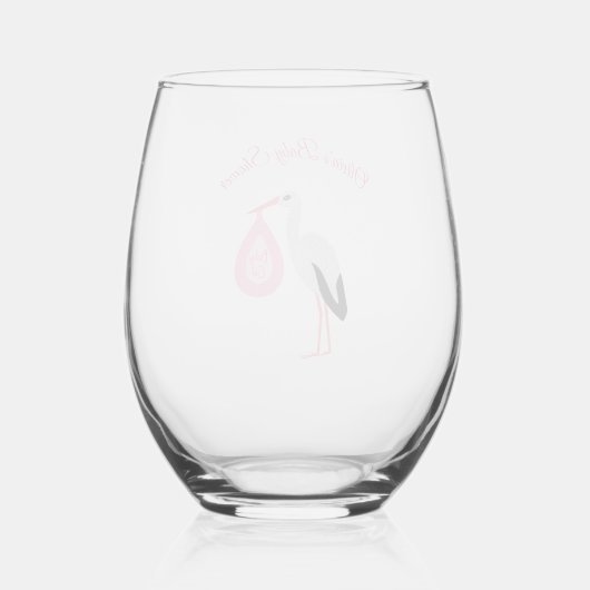  Roze babymeisje Winkel Aangepast Baby shower Wijnglas Zonder Voet (Achterkant)