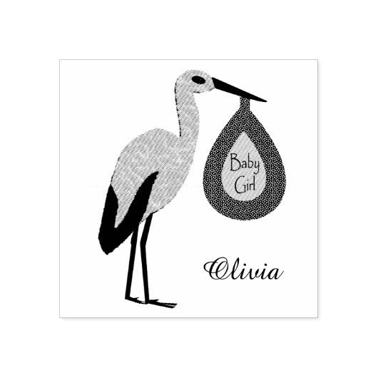  roze babymeisje Winkel aangepast Rubberstempel (Afrduk)