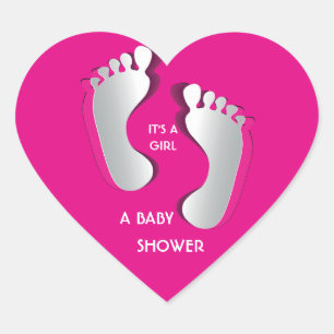 Roze babymeisjeDrukt Baby shower sticker af