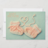 Roze babymeisjesbootjes foto-doucheuitnodiging kaart (Voorkant)