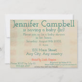 Roze babymeisjesbootjes foto-doucheuitnodiging kaart (Achterkant)