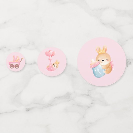 Roze babymeisjesdouche confetti (Voorkanten)