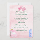 Roze babymeisjesdouche kaart (Achterkant)