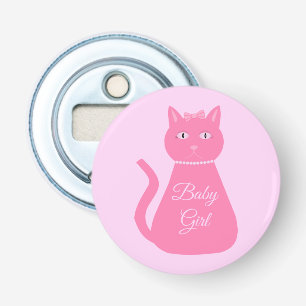 roze babymeisjeskat Aangepast Button Flesopener