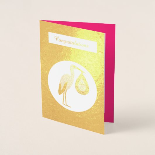  roze babymeisjeswinkel folie kaarten (Voorkant)