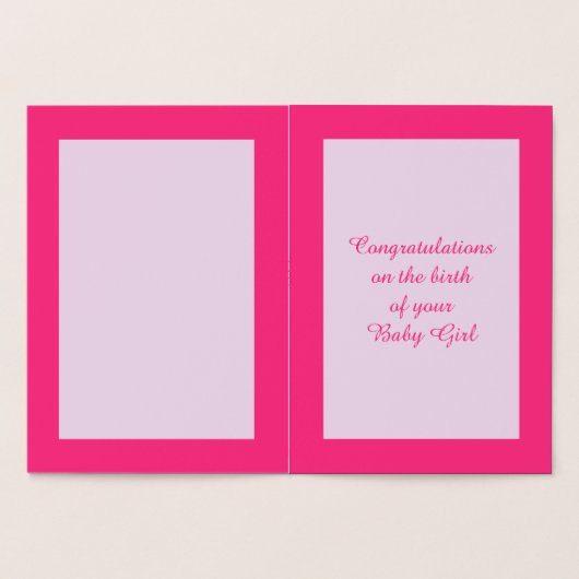  roze babymeisjeswinkel folie kaarten (Binnen)