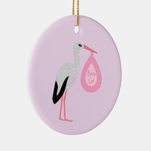  roze babymeisjeswinkel keramisch ornament (Rechts)