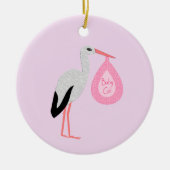  roze babymeisjeswinkel keramisch ornament (Voorkant)