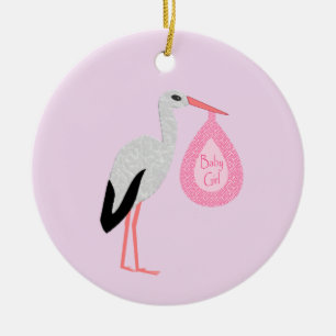 roze babymeisjeswinkel keramisch ornament