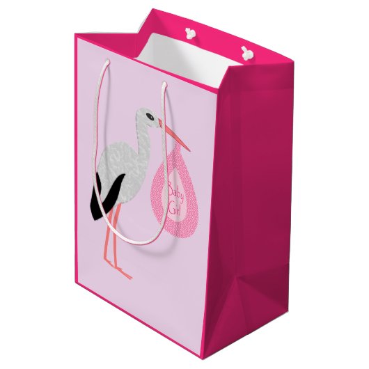  roze babymeisjeswinkel medium cadeauzakje (Achterkant Gekanteld)