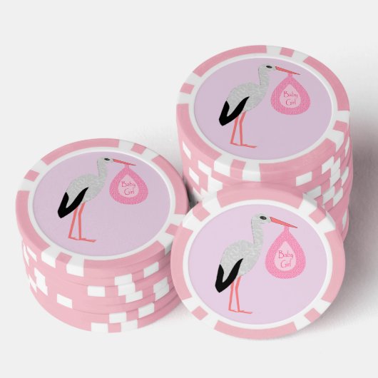  roze babymeisjeswinkel poker chips (Opstapeling)