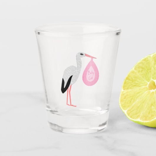  roze babymeisjeswinkel shot glas (Voorkant)