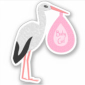  roze babymeisjeswinkel sticker (Voorkant)