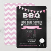 Roze BabyQ BBQ Baby shower Uitnodiging (Voorkant / Achterkant)