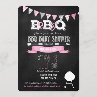Roze BabyQ BBQ Baby shower Uitnodiging