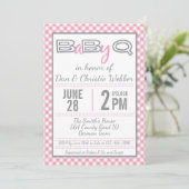 Roze BabyQ BBQ Baby shower Uitnodiging (Staand voorkant)