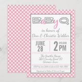 Roze BabyQ BBQ Baby shower Uitnodiging (Voorkant / Achterkant)