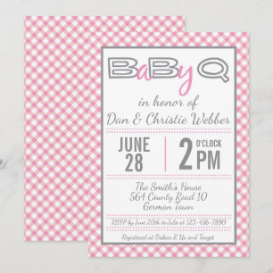 Roze BabyQ BBQ Baby shower Uitnodiging
