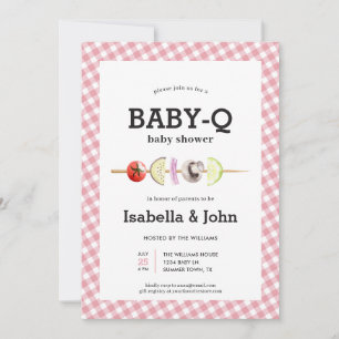 Roze BabyQ Koppel Baby Shower Uitnodiging