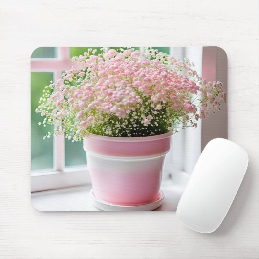 Roze Baby's Breath Boeket Muismat (Met muis)