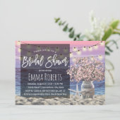 Roze Babys Breath Jar Beach Starfish Vrijgezellenf Kaart (Staand voorkant)