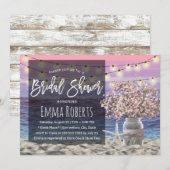 Roze Babys Breath Jar Beach Starfish Vrijgezellenf Kaart (Voorkant / Achterkant)