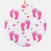 Roze baby's eerste Kerstmis Keramisch Ornament (Achterkant)