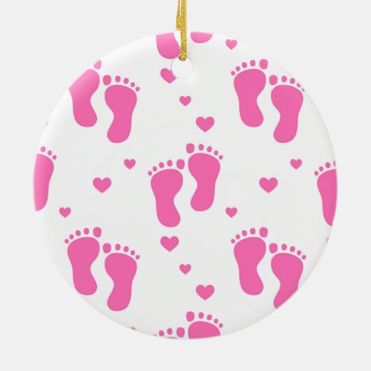 Roze baby's eerste Kerstmis Keramisch Ornament (Achterkant)