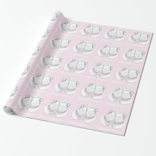Roze babyschoenen baby shower inpakpapier