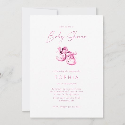 Roze babyschoenen delicate Baby Shower Kaart (Voorkant)