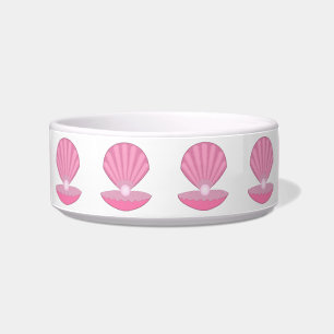Roze babyscholpen en parelpatroon voor meisjes voerbakje
