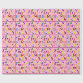 Roze babyshower-cadeauverpakkings papier (Vlak)