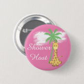 Roze babyshower gastvrouw giraffe badges ronde button 5,7 cm (Voorkant /achterkant)
